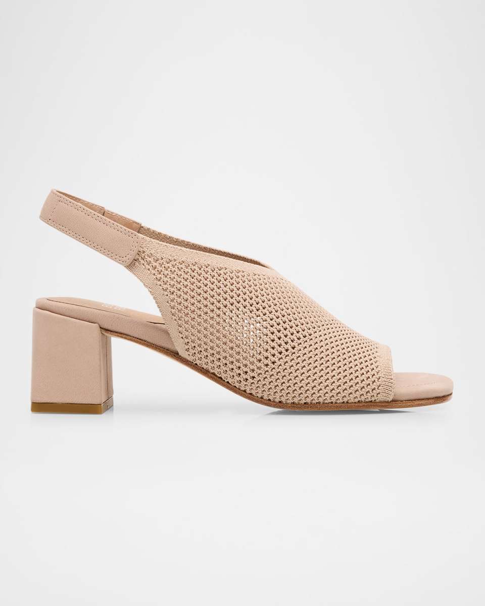 Trudy Knit Slingback Block-Heel Sandals